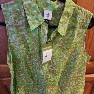 NWT Cabi sleeveless shine top in the Going Green style Women's size Large